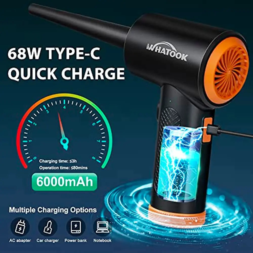 3-Speed Electrical Dust Blower - Powerful 60000 RPM Air Duster for Cleaning Laptop and Office Equipment