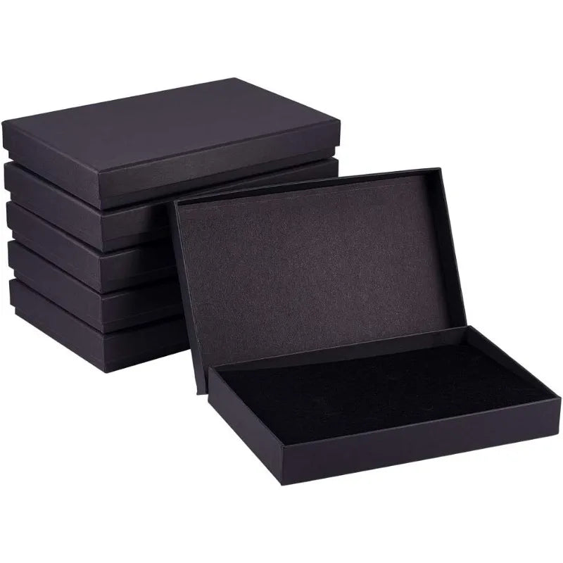 6-Pack Black Necklace Gift Boxes — 7.8x5x1.2" Kraft Cardboard Jewelry Boxes with Sponge for Necklace & Earrings, Mother’s Day Gift