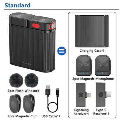 Mini Wireless Lavalier Microphone – Professional 360° Pickup with ENC Noise Reduction for iPhone, Android & Type-C Devices