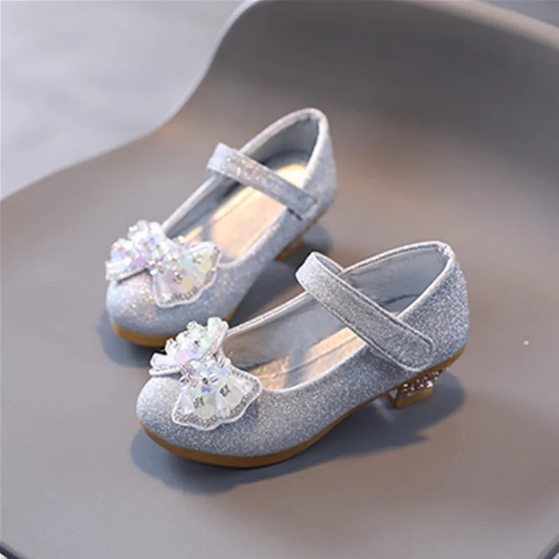 Children's Princess Dress Shoes - Leather Bowtie High Heels for Girls' Parties & Casual Wear