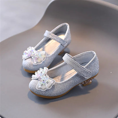 Children's Princess Dress Shoes - Leather Bowtie High Heels for Girls' Parties & Casual Wear
