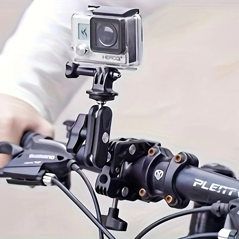 Multifunctional Crab Clamp Mount – Heavy Duty Metal Sports Camera & Phone Holder with Universal PTZ Arm for Outdoor Photography & Expansion Rig Setup