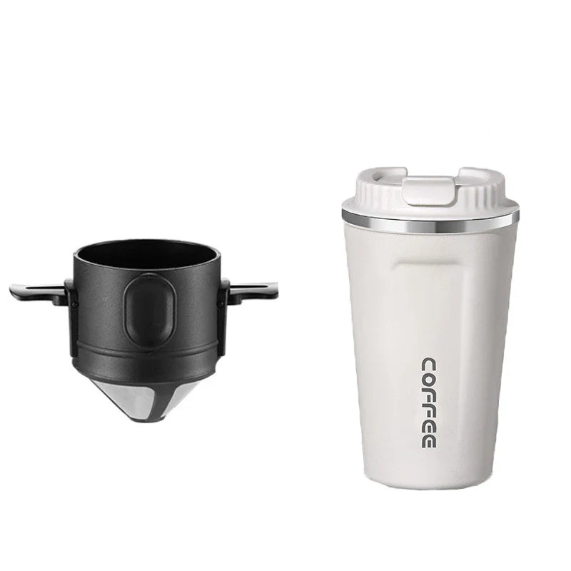 304 Stainless Steel Portable Coffee Filter – Reusable Drip Coffee Tea Holder Mug Set with Coffee Pot & Dripper