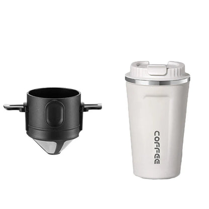 304 Stainless Steel Portable Coffee Filter – Reusable Drip Coffee Tea Holder Mug Set with Coffee Pot & Dripper