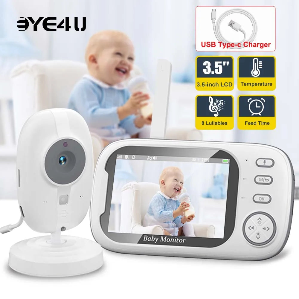 3.5" Video Baby Monitor — Night Vision, 2.4G Two-Way Audio, Temperature Display, Home Security Camera