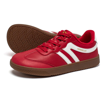 HOBIBEAR Wide-Toe Unisex Sneakers — Faux Leather with Faux Fur Lining, Casual Retro Lace-Up Shoes for Men & Women