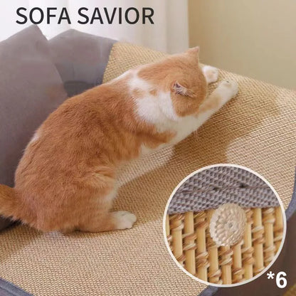 Anti-Cat Scratch Sofa Protection Pad - Cat Scratch Board Artifact with Paw Sharpen Mats, Includes Nail-Fixed Cat Toys