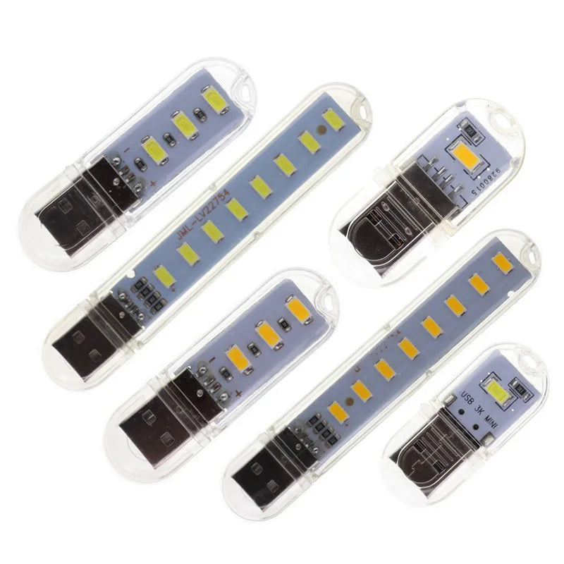 Mini Portable USB LED Book Light – Ultra Bright Reading Lamp with 2/3/8 LEDs, DC5V for Power Bank, PC, Laptop & Notebook