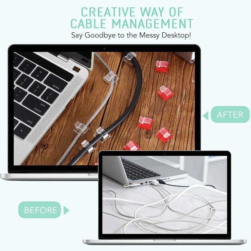 50PCS Cable Organizer Clips – Wall Mounted Cord Holder & Wire Management Hooks for USB Charging Cables and Data Lines