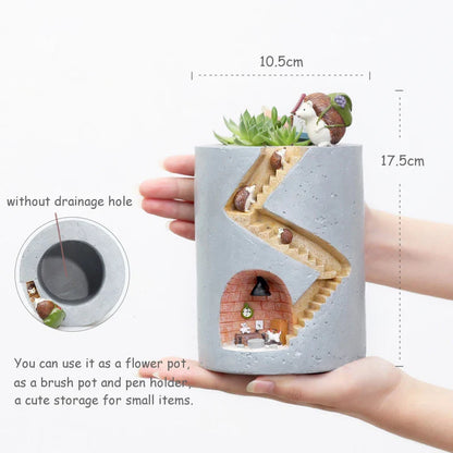 Creative Hedgehog Resin Planter - Decorative Flower Pot for Succulents and Air Plants - Ideal for Home, Garden, and Tabletop Decor