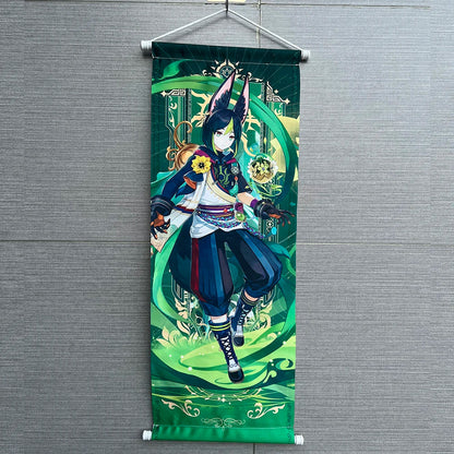 Hot Game Impact Scroll Canvas – Cartoon Heroes Wall Hanging Poster for Cosplay, Halloween, Xmas Decor & Gifts