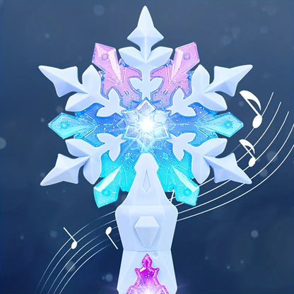 Princess Snow Wand Toy - Snowflake Light & Sound Wand for Kids, Glowing Fairy Cosplay Toy for Girls, Christmas & Halloween