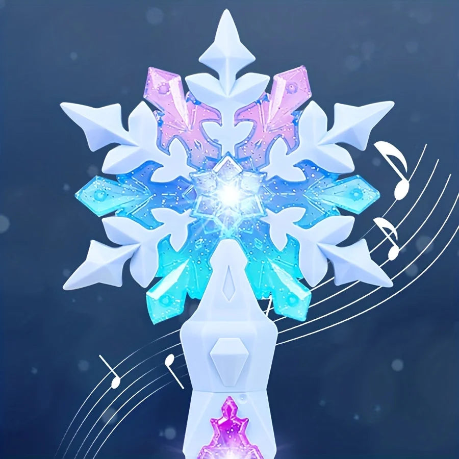 Princess Snow Wand Toy - Snowflake Light & Sound Stick for Kids, Glowing Fairy Wand for Girls, Christmas & Halloween Cosplay