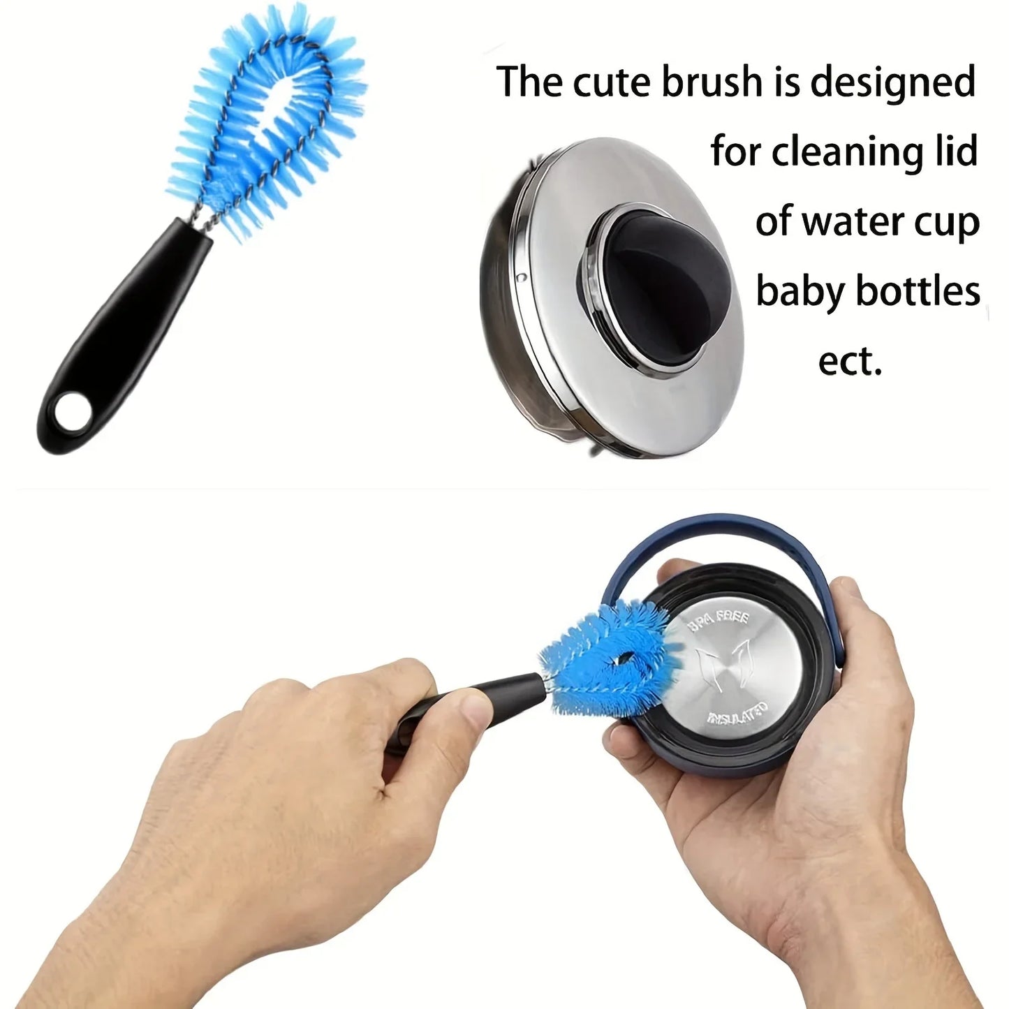 3-in-1 Stainless Steel Bottle Brush Set - Long Handle Water Bottle Cleaner & Kitchen Scrubbing Tool