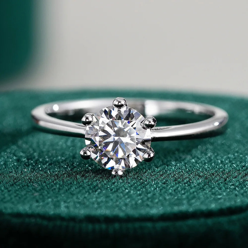 EWYA GRA Certified D Color Moissanite Solitaire Engagement Ring 0.5–10CT — 925 Sterling Silver Bridal Wedding Band for Women