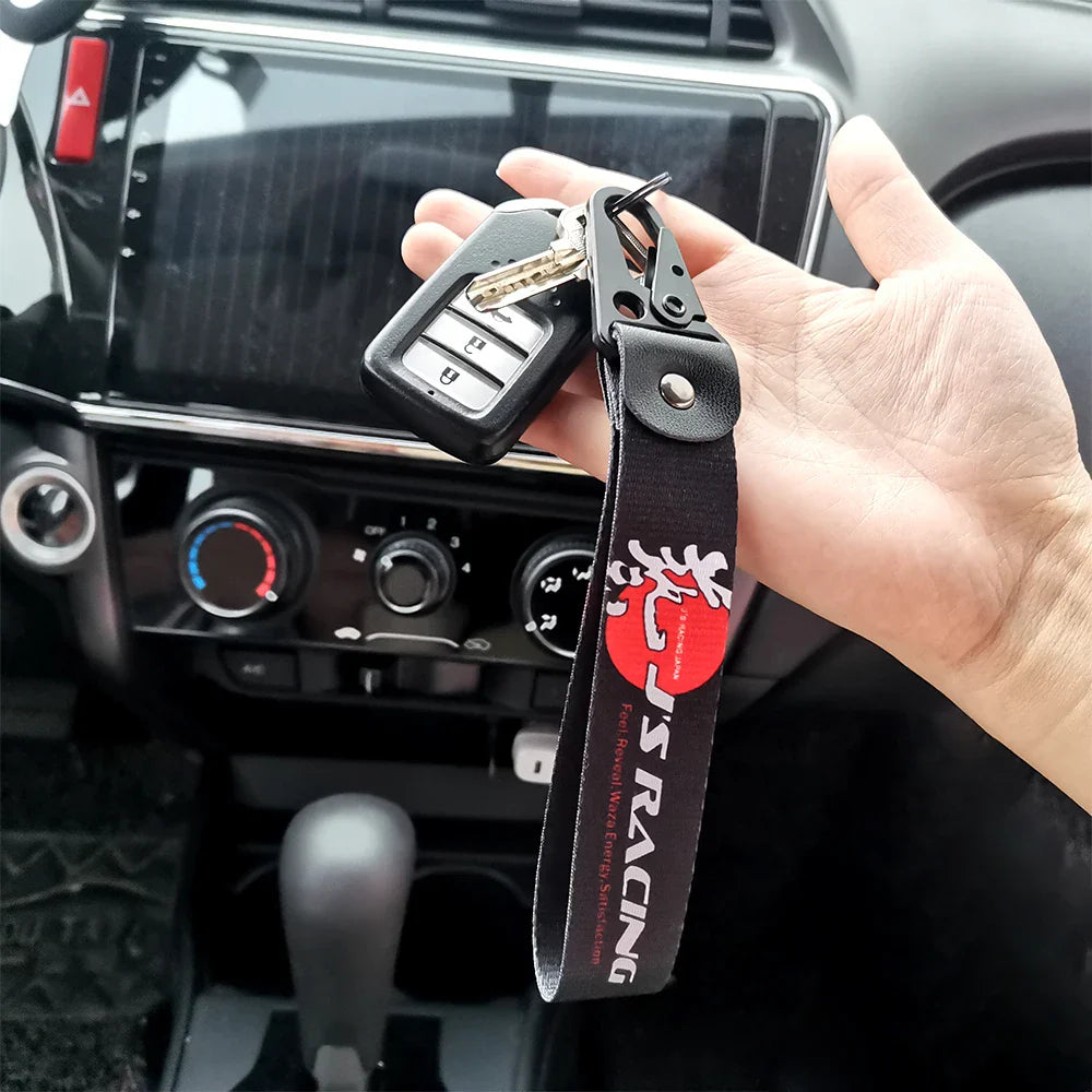 JDM Car Keychain Key Tag – Personality Spring Clip Lanyard for Racing, Modified Nylon Motorcycle & Auto Key Holder Accessories