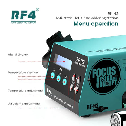 RF4 1000W Fast Desoldering Hot Air Gun - Digital Display Soldering Station for PCB Chip Repair, Intelligent BGA Rework
