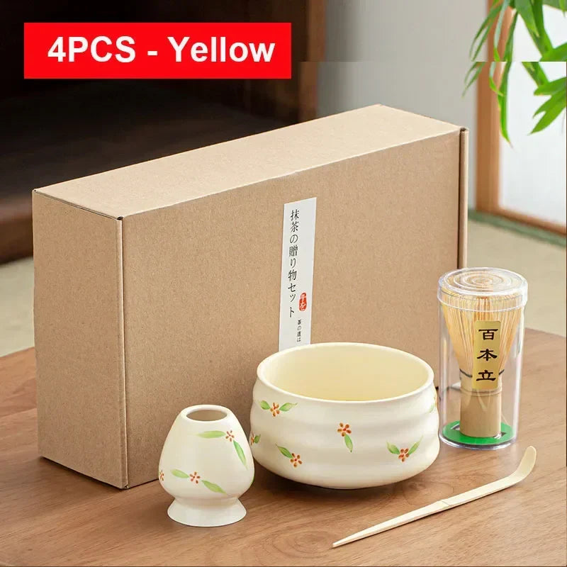 4/6Pcs Bamboo Matcha Tea Whisk Set – Scoop, Brush, Strainer & Bowl for Japanese Tea Ceremony
