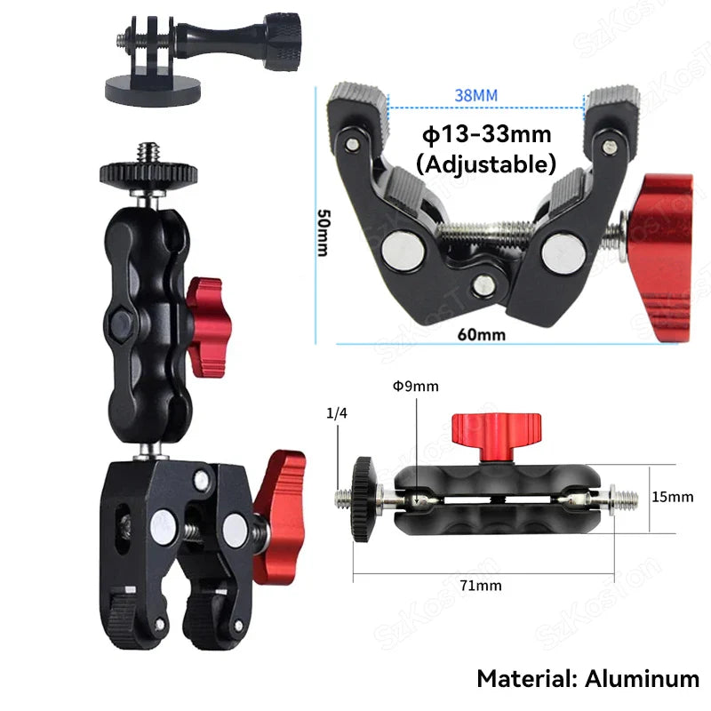 Selfie Stick Monopod Handlebar Mount – Compatible with Insta360 X4/X3/X2, GoPro 8-13 & DJI for Bicycle & Motorcycle