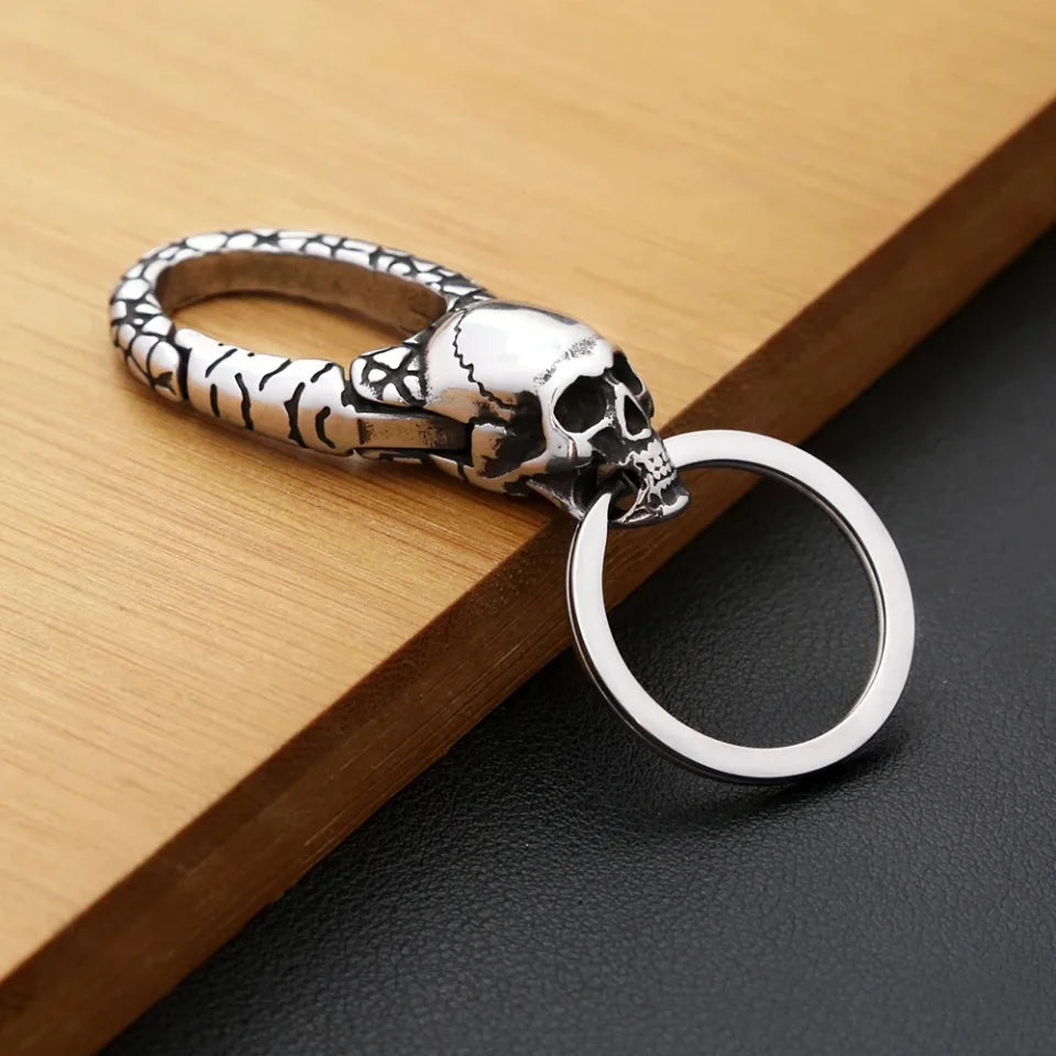 Vintage Punk Stainless Steel Animal Keychain – Dragon Head Fashion Keyring for Men & Women, Waist Belt Clip Jewelry Gift