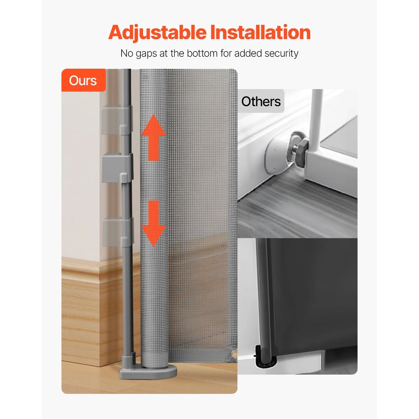 SucceBuy Retractable Baby Safety Gate 55/71/110 Inch – 34 Inch Tall Extendable Mesh Barrier for Kids & Pets, Easy Install Indoor Doorway Gate