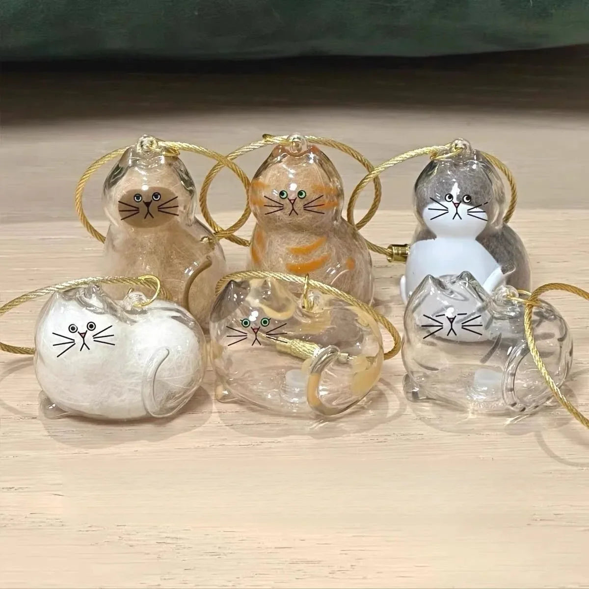 Ginger Cat Keychain Pendant – Siamese Calico Backpack Charm, Hair Storage Box Hanging Pet Grooming Travel Accessory