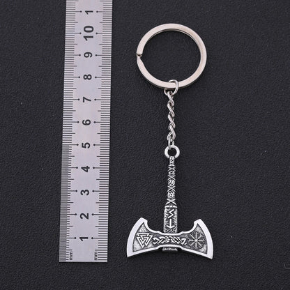 SKYRIM Viking Keychain – Punk Gothic Axe Talisman, Slavic Irish Knot Pagan Amulet Pendant, Men's Jewelry Gift