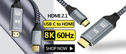 8K HDMI 2.1 Cable – 48Gbps High-Speed Adapter, 4K@120Hz & 8K@60Hz, eARC HDR Video for PC, Laptop, TV Box, PS5, RTX 3080