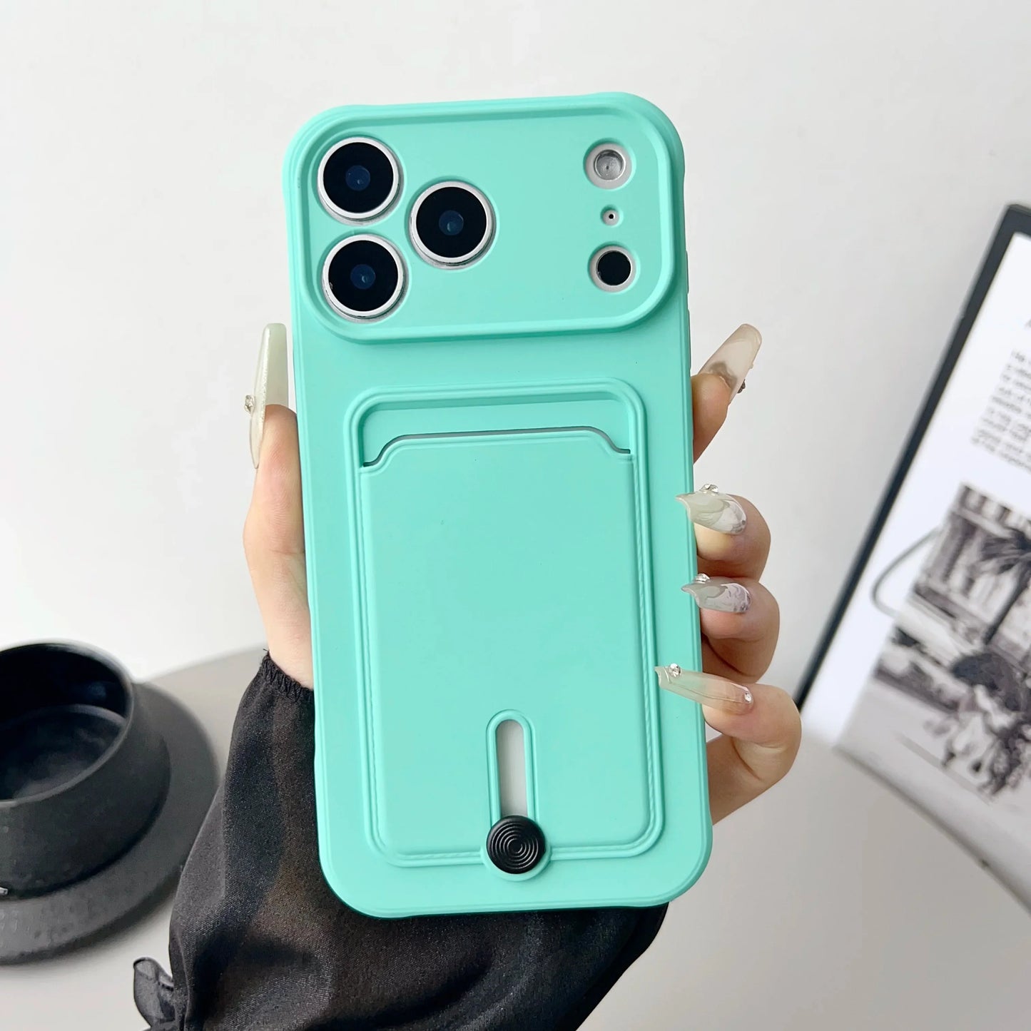 Push Card Wallet Phone Case with Card Slot Holder, Soft TPU Credit Card Cover for iPhone 17, 16, 15, 14, 13, 12, 11 Pro Max, Air, Plus & Mini