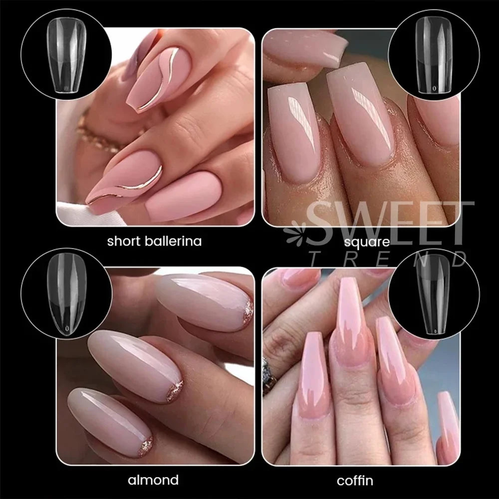 550pcs Soft Gel Nail Tips - Medium Short Almond Coffin Full Cover Acrylic Extensions for French Manicure & Nail Art