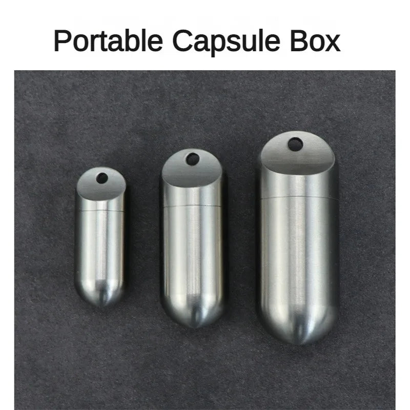 Portable Waterproof Metal Capsule Box – Mini Stainless Steel Pill Case Holder for Medicine, EDC Tool, and Seal Bottle
