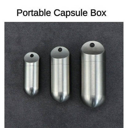 Portable Waterproof Metal Capsule Box – Mini Stainless Steel Pill Case Holder for Medicine, EDC Tool, and Seal Bottle