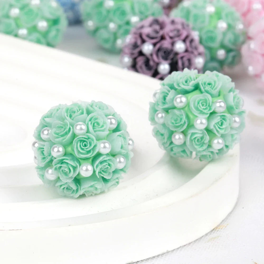 20mm Rose Flower Ball Pearl Beads – 1/3/5PCS Polymer Acrylic Beads for DIY Jewelry Making, Necklaces, Bracelets & Earrings