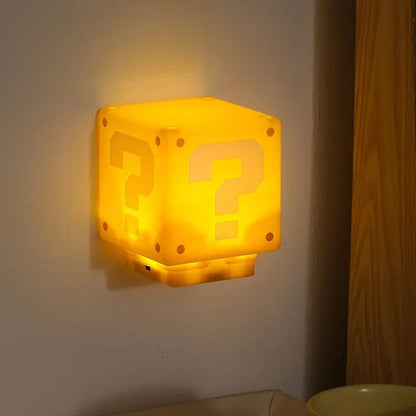Super Mario Bros Lamp - 8cm Question Mark Brick Music Night Light with Sound, USB Charging Desk Light for Kids, Gifts, and Toys