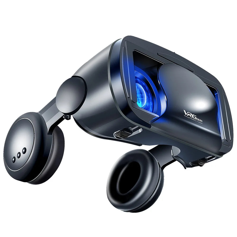 3D VR Headset – Virtual Reality Smart Glasses Helmet for Smartphones with Controllers and 7-Inch Lenses
