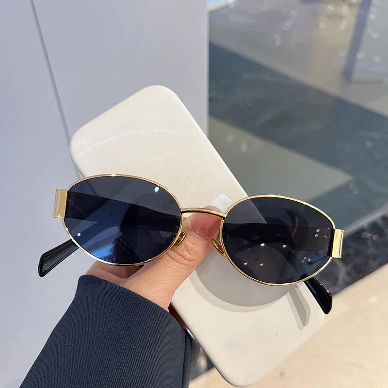 Fashion Oval Retro Sunglasses for Women – Classic Metal UV400 Goggles, High-Quality Outdoor Eyewear for Men & Women