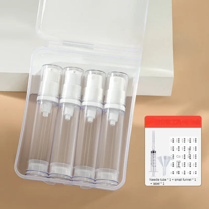 5-15ml Clear Refillable Airless Pump Bottle Set – Travel Cream, Lotion & Spray Containers for Toiletries