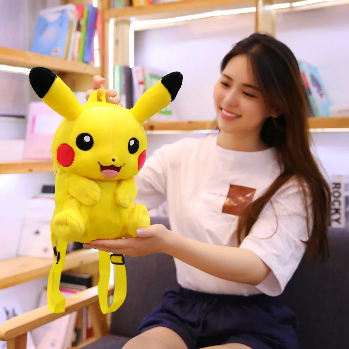 Pikachu Plush Backpack — Pokémon Peluche Stuffed Toy Schoolbag, Cute Cartoon Gift for Kids