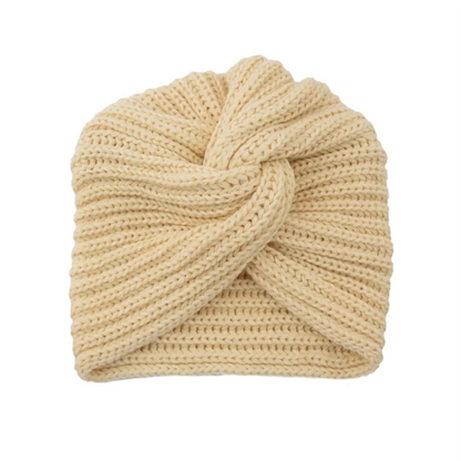 Women's Knitted Turban Hat - Bohemian Cashmere Cross Wrap Indian Wool Bonnet Cap