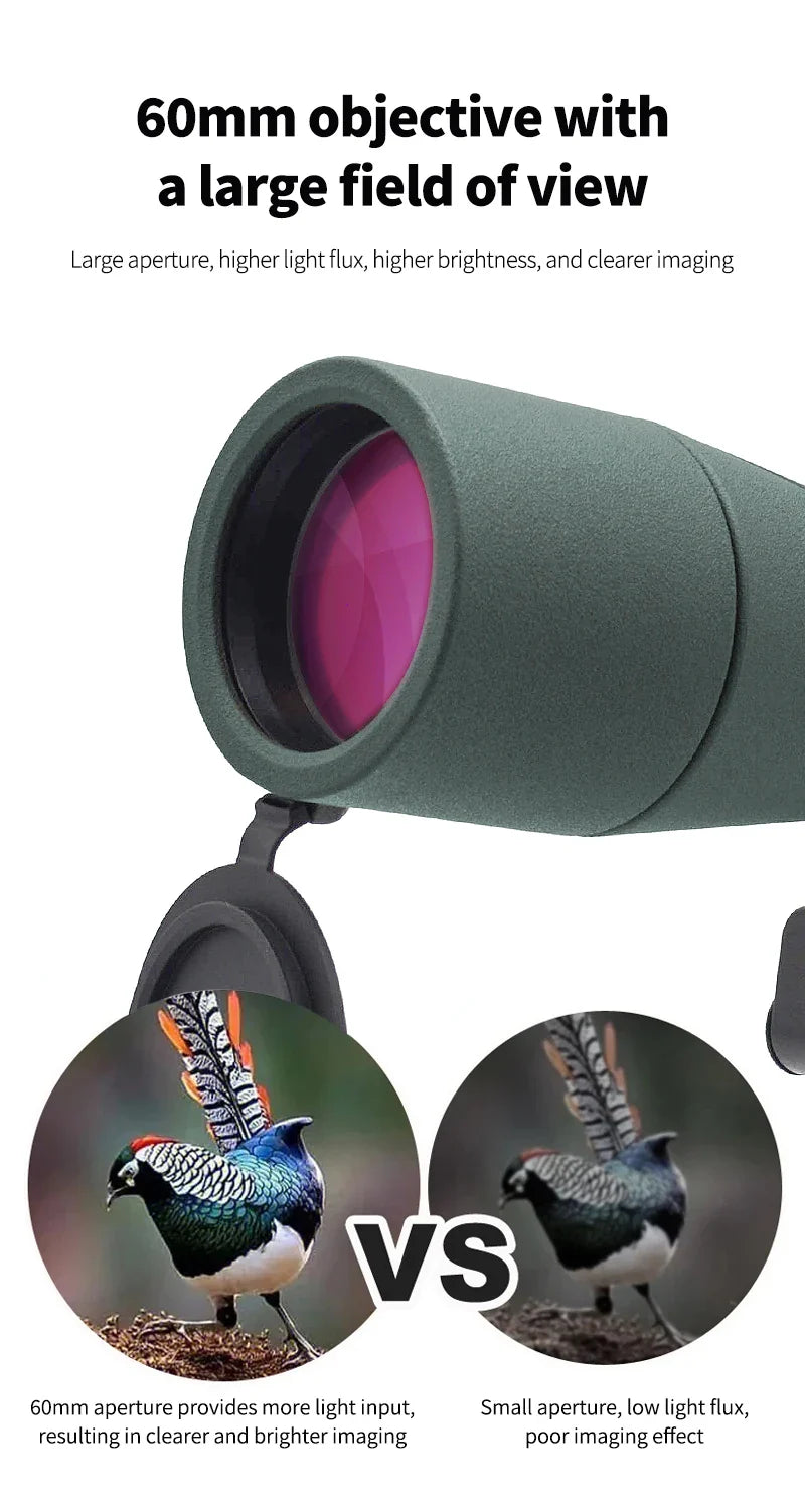 25–75x60 Zoom Spotting Scope – ED Lens Bak4 Prism Monocular Telescope for Bird Watching & Camping