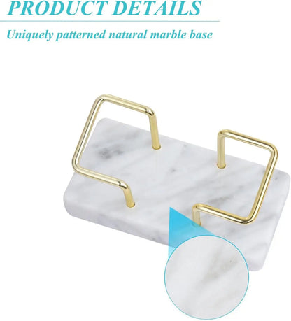 Marble Business Card Holder Desktop Organizer — Office Name Card Display & Memo Storage Stand