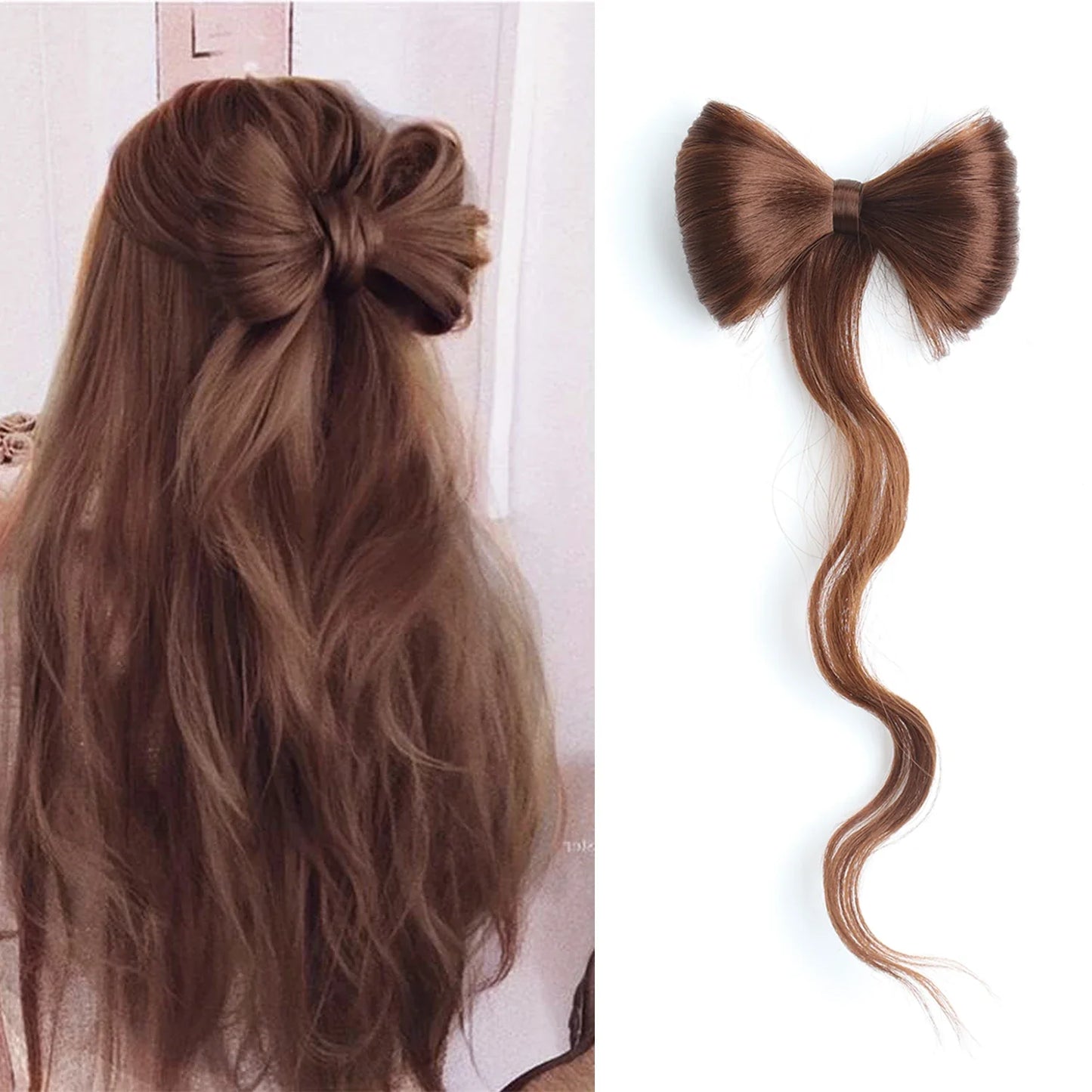Bowknot Claw Clip Hair Bun – Synthetic Clip-In Hair Extensions for Women’s Daily Use