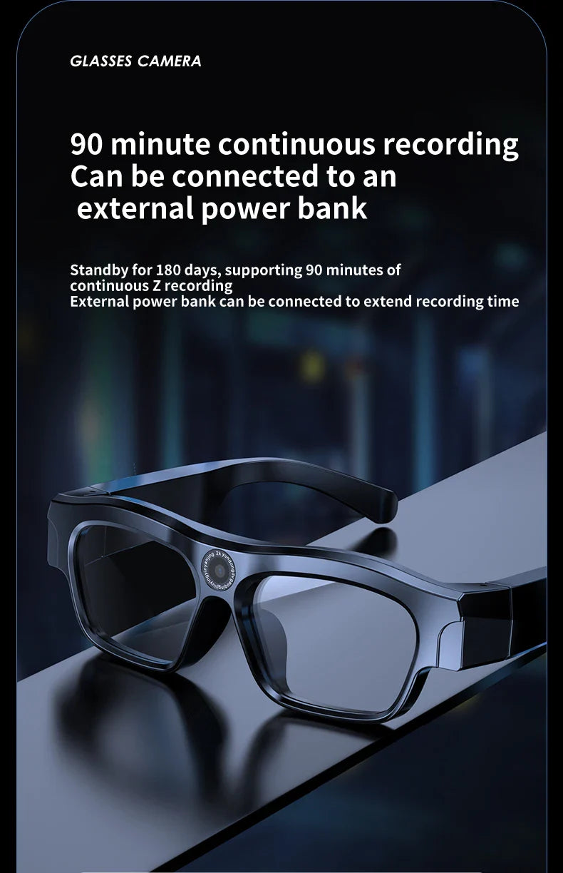 4K Bluetooth HD Video Glasses – Mini Smart Camera for Driving, Cycling, Wireless Music, and Hands-Free Calls