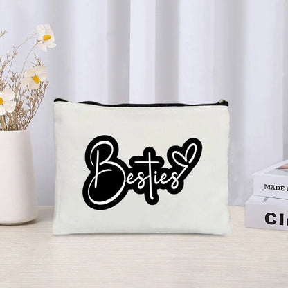 Friendship Commemorative Gift Makeup Bag - Eco Canvas Travel Organizer, Large Capacity Perfume Kit Storage Pouch