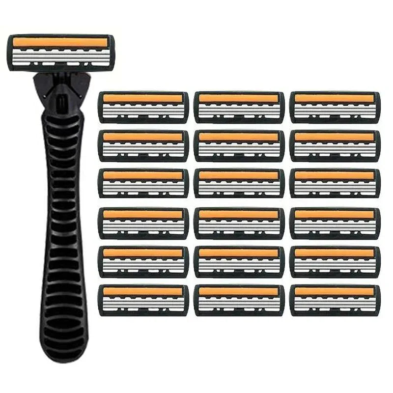 Premium 3-Layer Stainless Steel Safety Razor – Replaceable Blades for Smooth Shaving Men & Women