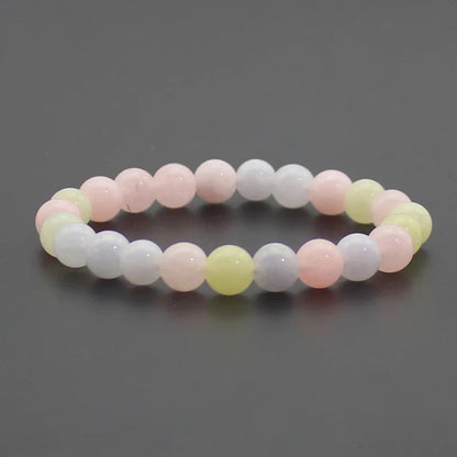 8mm Natural Stone Beaded Bracelet - Black Onyx Lava Tiger Eye Agate Quartz Chakra Yoga Energy Jewelry for Men & Women