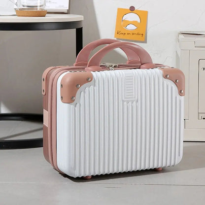 14-Inch Mini Travel Suitcase Cosmetic Box - Hand Luggage Organizer with Password Lock, Small Makeup Case for Boarding