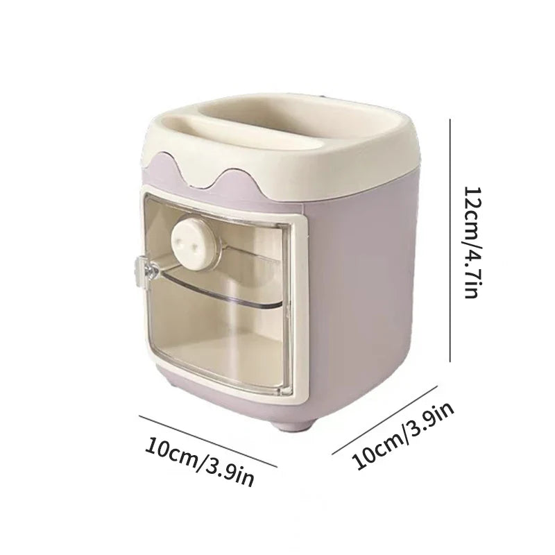 Cartoon Cute Desktop Storage Box – Large Capacity Pencil Holder & Multi-Functional Organizer for Student Stationery & Makeup Brushes