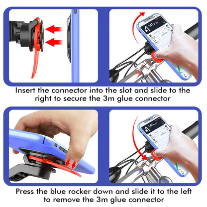 Quad Lock Motorcycle & Bike Phone Holder – 360° Rotatable Stand, Navigation Support, Secure Bracket for Bicycle