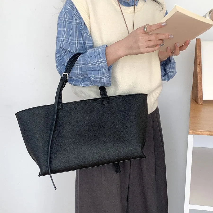 Women's Casual PU Leather Tote Bag – Soft Shoulder Handbag Large Capacity Shopper Purse 2026 New